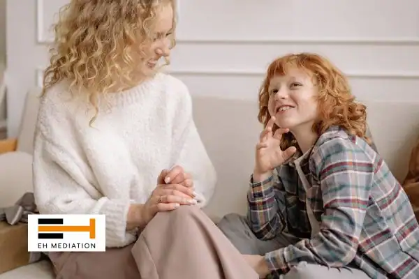 Happy mother and child after sorting child arrangements mediation Dartford